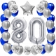 ZESTAW BALONY 80 URODZINY SREBRNY 80 ROCZNICA ŚLUBU NIEBIESKI 100 CM