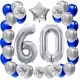 ZESTAW BALONY 60 URODZINY SREBRNY 60 ROCZNICA ŚLUBU NIEBIESKI 100 CM