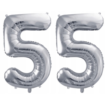 ZESTAW BALONY 55 URODZINY SREBRNY 55 ROCZNICA ŚLUBU NIEBIESKI 100 CM