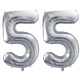 ZESTAW BALONY 55 URODZINY SREBRNY 55 ROCZNICA ŚLUBU NIEBIESKI 100 CM