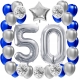 ZESTAW BALONY 50 URODZINY SREBRNY 50 ROCZNICA ŚLUBU NIEBIESKI 100 CM