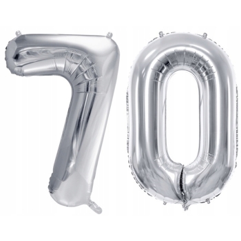 ZESTAW BALONY 70 URODZINY SREBRNY 70 ROCZNICA ŚLUBU NIEBIESKI 100 CM