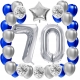 ZESTAW BALONY 70 URODZINY SREBRNY 70 ROCZNICA ŚLUBU NIEBIESKI 100 CM