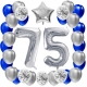 ZESTAW BALONY 75 URODZINY SREBRNY 75 ROCZNICA ŚLUBU NIEBIESKI 100 CM