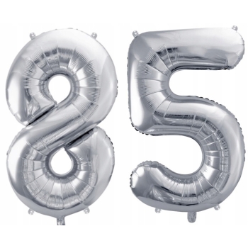 ZESTAW BALONY 85 URODZINY SREBRNY 85 ROCZNICA ŚLUBU NIEBIESKI 100 CM