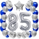ZESTAW BALONY 85 URODZINY SREBRNY 85 ROCZNICA ŚLUBU NIEBIESKI 100 CM
