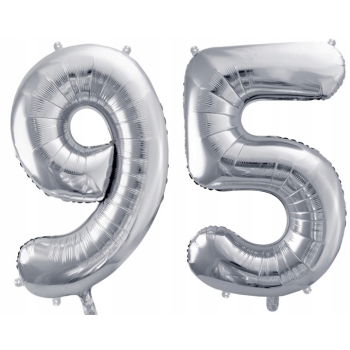 ZESTAW BALONY 95 URODZINY SREBRNY 95 ROCZNICA ŚLUBU NIEBIESKI 100 CM