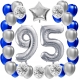 ZESTAW BALONY 95 URODZINY SREBRNY 95 ROCZNICA ŚLUBU NIEBIESKI 100 CM