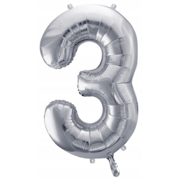 ZESTAW BALONY 3 URODZINY SREBRNY 3 ROCZNICA ŚLUBU NIEBIESKI 100 CM