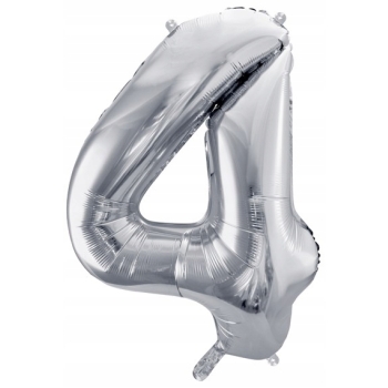 ZESTAW BALONY 4 URODZINY SREBRNY 4 ROCZNICA ŚLUBU NIEBIESKI 100 CM