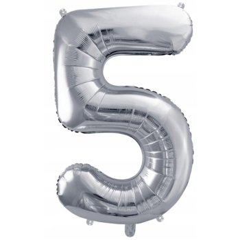 ZESTAW BALONY 5 URODZINY SREBRNY 5 ROCZNICA ŚLUBU NIEBIESKI 100 CM