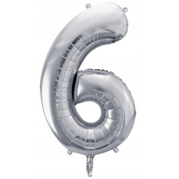 ZESTAW BALONY 6 URODZINY SREBRNY 6 ROCZNICA ŚLUBU NIEBIESKI 100 CM