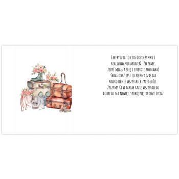 Kartka dla emeryta na prezent emerytura emerytki podróż Z ŻYCZENIAMI