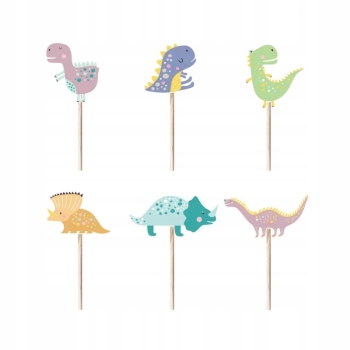 Topper Toppery Na Tort Muffinki Dinozaury 6 sztuk