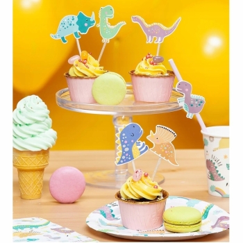Topper Toppery Na Tort Muffinki Dinozaury 6 sztuk