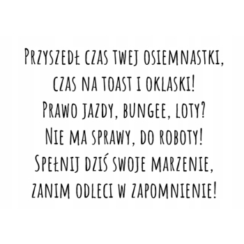 Kartka na 18 urodziny urodzinowa muzyka dla dziewczyny cytat Z ŻYCZENIAMI