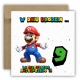 Kartka okolicznościowa na 9 urodziny dla dzieci SUPER MARIO Z ŻYCZENIAMI