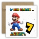 Kartka okolicznościowa na 7 urodziny dla dzieci SUPER MARIO Z ŻYCZENIAMI