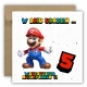 Kartka okolicznościowa na 5 urodziny dla dzieci SUPER MARIO Z ŻYCZENIAMI