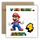 Kartka okolicznościowa na 4 urodziny dla dzieci SUPER MARIO Z ŻYCZENIAMI