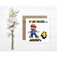 Kartka okolicznościowa na 4 urodziny dla dzieci SUPER MARIO Z ŻYCZENIAMI