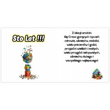 Kartka okolicznościowa na 7 urodziny dla dzieci LEGO Z ŻYCZENIAMI