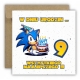 Kartka na 9 urodziny dla dzieci Sonic X jeż czapeczka torcik Z ŻYCZENIAMI