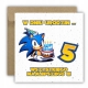 Kartka na 5 urodziny dla dzieci Sonic X jeż czapeczka torcik Z ŻYCZENIAMI