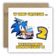 Kartka na 2 urodziny dla dzieci Sonic X jeż czapeczka torcik Z ŻYCZENIAMI
