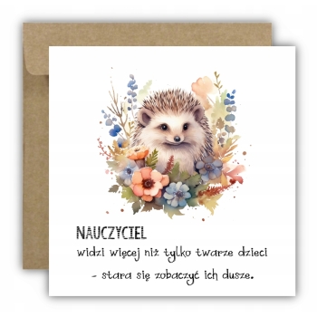 Kartka na dzień nauczyciela dla wychowawczyni jeżyk podziękowanie cytat