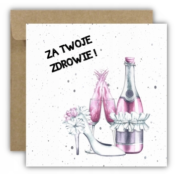 Kartka okolicznościowa na urodziny URODZINOWA za Twoje zdrowie wino but