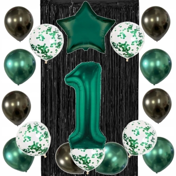 ZESTAW BALONY 1 URODZINY ROCZEK BUTELKOWA ZIELEŃ 1 ROCZNICA ŚLUBU 100 CM
