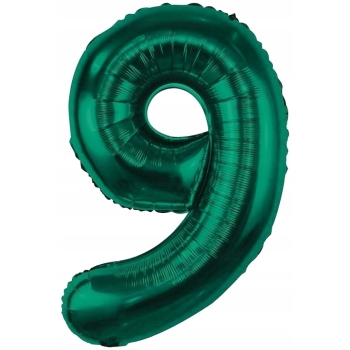 ZESTAW BALONY 9 URODZINY ZIELONY BUTELKOWA ZIELEŃ 9 ROCZNICA ŚLUBU 100 CM
