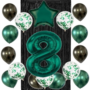 ZESTAW BALONY 8 URODZINY ZIELONY BUTELKOWA ZIELEŃ 8 ROCZNICA ŚLUBU 100 CM