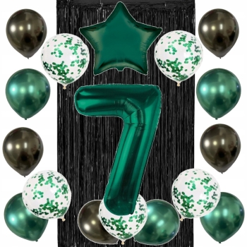 ZESTAW BALONY 7 URODZINY ZIELONY BUTELKOWA ZIELEŃ 7 ROCZNICA ŚLUBU 100 CM