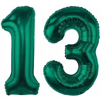 ZESTAW BALONY 13 URODZINY ZIELONY BUTELKOWA ZIELEŃ 13 ROCZNICA ŚLUBU 100 CM