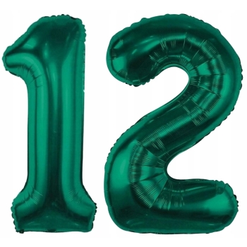 ZESTAW BALONY 12 URODZINY ZIELONY BUTELKOWA ZIELEŃ 12 ROCZNICA ŚLUBU 100 CM