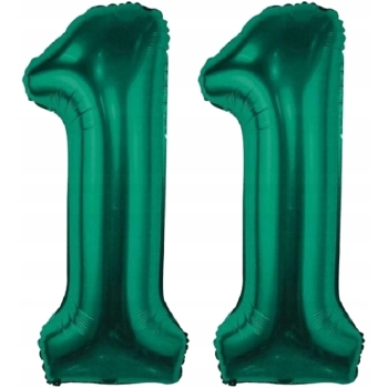 ZESTAW BALONY 11 URODZINY ZIELONY BUTELKOWA ZIELEŃ 11 ROCZNICA ŚLUBU 100 CM