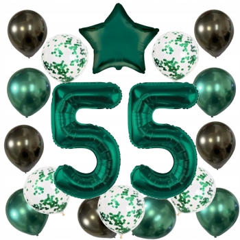 ZESTAW BALONY 55 URODZINY ZIELONY BUTELKOWA ZIELEŃ 55 ROCZNICA ŚLUBU 100 CM