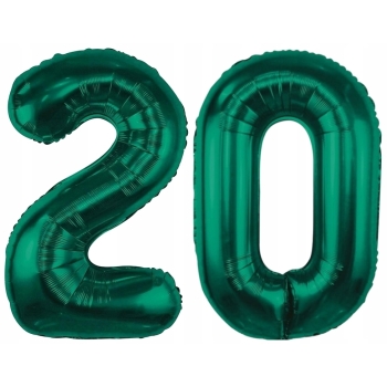 ZESTAW BALONY 20 URODZINY ZIELONY BUTELKOWA ZIELEŃ 20 ROCZNICA ŚLUBU 100 CM