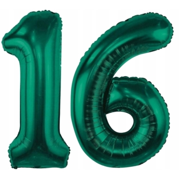 ZESTAW BALONY 16 URODZINY ZIELONY BUTELKOWA ZIELEŃ 16 ROCZNICA ŚLUBU 100 CM