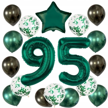 ZESTAW BALONY 95 URODZINY ZIELONY BUTELKOWA ZIELEŃ 95 ROCZNICA ŚLUBU 100 CM
