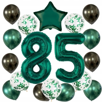 ZESTAW BALONY 85 URODZINY ZIELONY BUTELKOWA ZIELEŃ 85 ROCZNICA ŚLUBU 100 CM