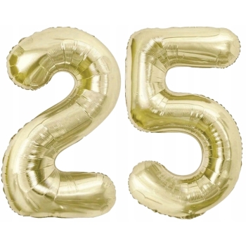 ZESTAW BALONY 25 URODZINY ZŁOTY ZŁOTE SZAMPAŃSKI 25 ROCZNICA ŚLUBU 100 CM