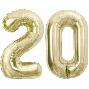 ZESTAW BALONY 20 URODZINY ZŁOTY ZŁOTE SZAMPAŃSKI 20 ROCZNICA ŚLUBU 100 CM