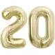 ZESTAW BALONY 20 URODZINY ZŁOTY ZŁOTE SZAMPAŃSKI 20 ROCZNICA ŚLUBU 100 CM