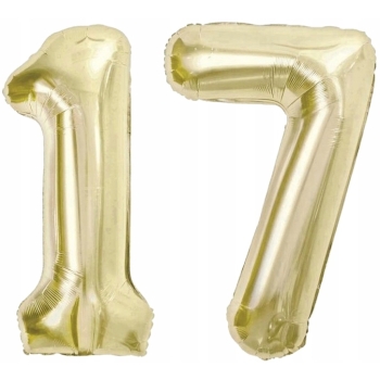 ZESTAW BALONY 17 URODZINY ZŁOTY ZŁOTE SZAMPAŃSKI 17 ROCZNICA ŚLUBU 100 CM