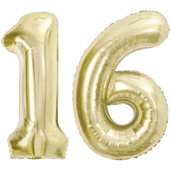ZESTAW BALONY 16 URODZINY ZŁOTY ZŁOTE SZAMPAŃSKI 16 ROCZNICA ŚLUBU 100 CM