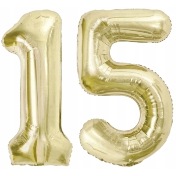 ZESTAW BALONY 15 URODZINY ZŁOTY ZŁOTE SZAMPAŃSKI 15 ROCZNICA ŚLUBU 100 CM