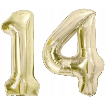 ZESTAW BALONY 14 URODZINY ZŁOTY ZŁOTE SZAMPAŃSKI 14 ROCZNICA ŚLUBU 100 CM
